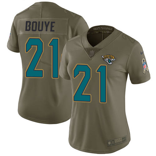 Nike Jacksonville Jaguars #21 A.J. Bouye Olive Women Stitched NFL Limited 2017 Salute to Service Jersey